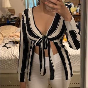 Mesh tie front shirt